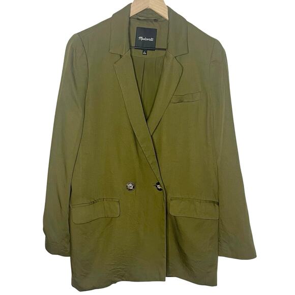 Madewell | Drapeweave Caldwell Double-Breasted Blazer | Kale Green | Women’s Med - Picture 4 of 11